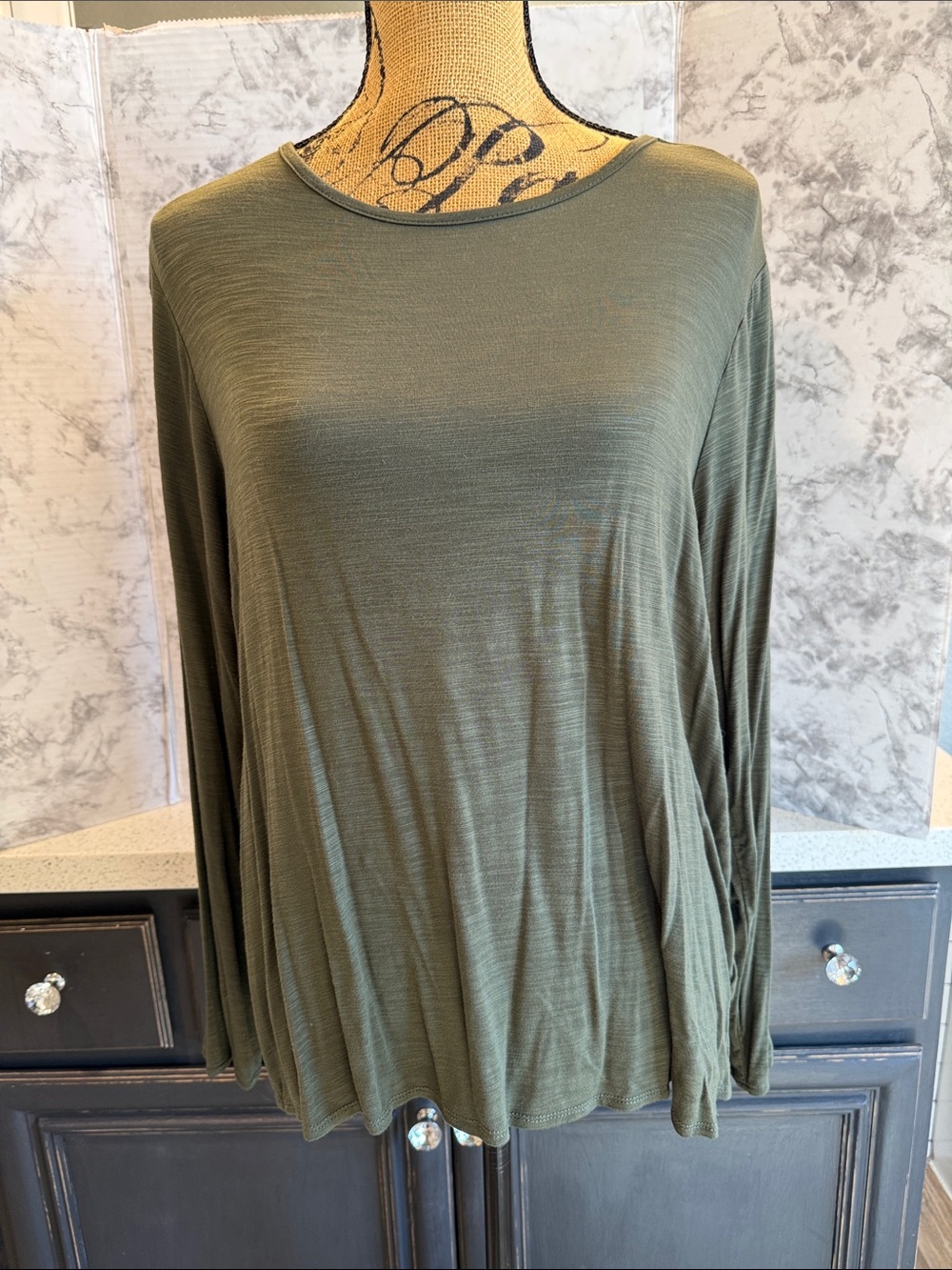 Old Navy Luxe Olive Green Long Sleeve Top